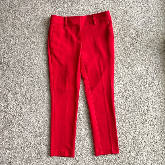 LOFT Marisa Skinny Red Dress Pants Size 0, Mid-rise Cherry Like NEW - Picture 1 of 12
